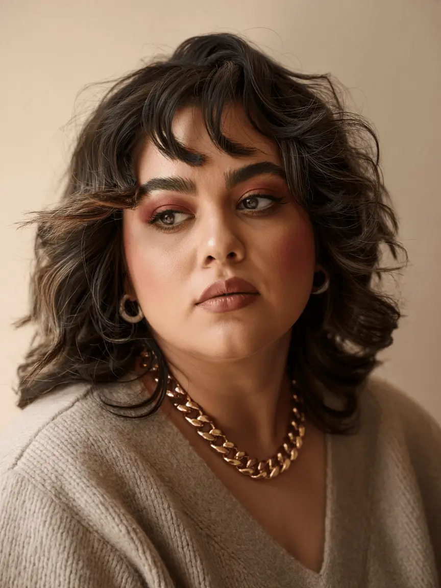 fat face haircuts women Layered Shag Revival