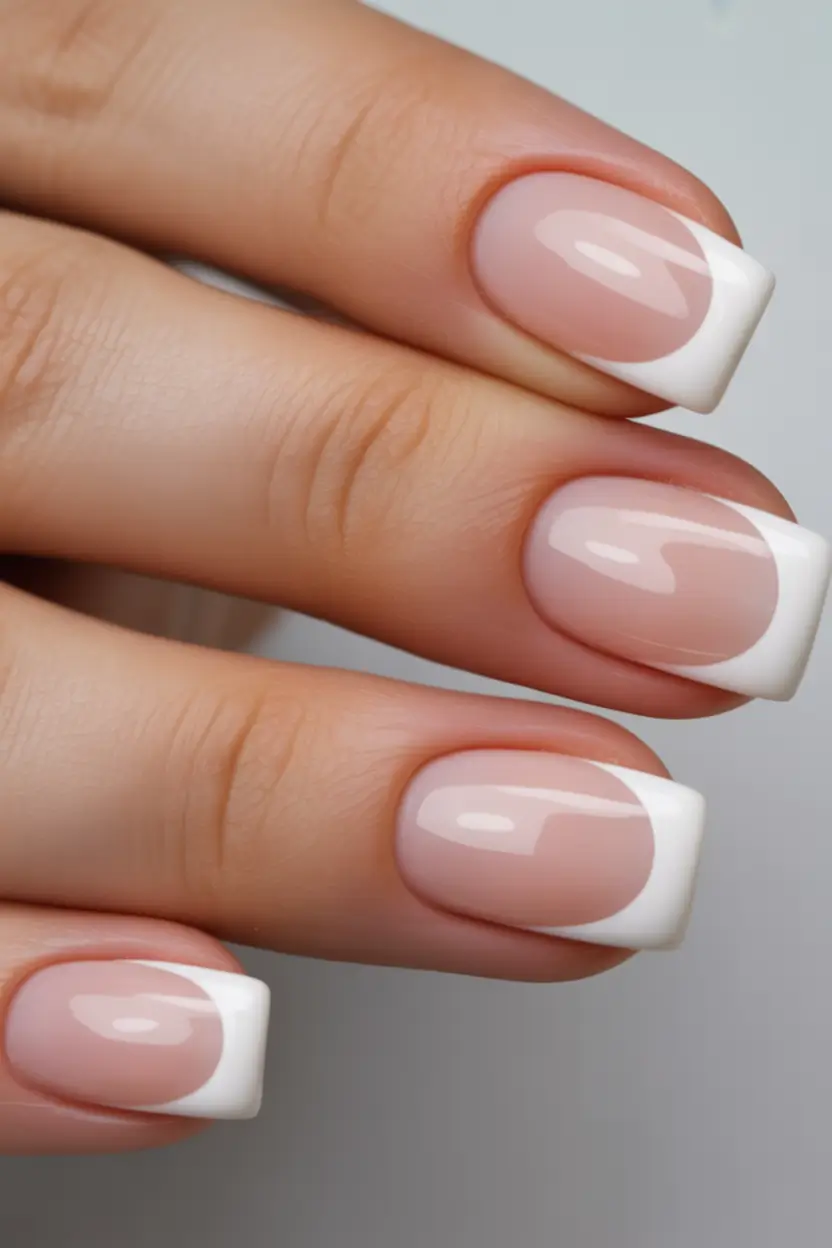 french nails 2026 Snow White Soft Square French