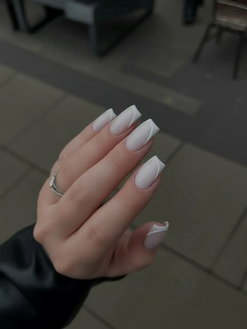 french nails 2026 Frosted White Contour French