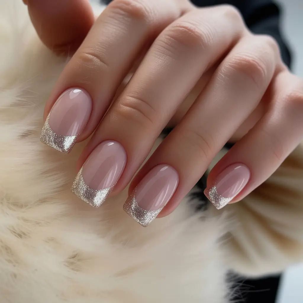 french nails 2026 Champagne Dust French