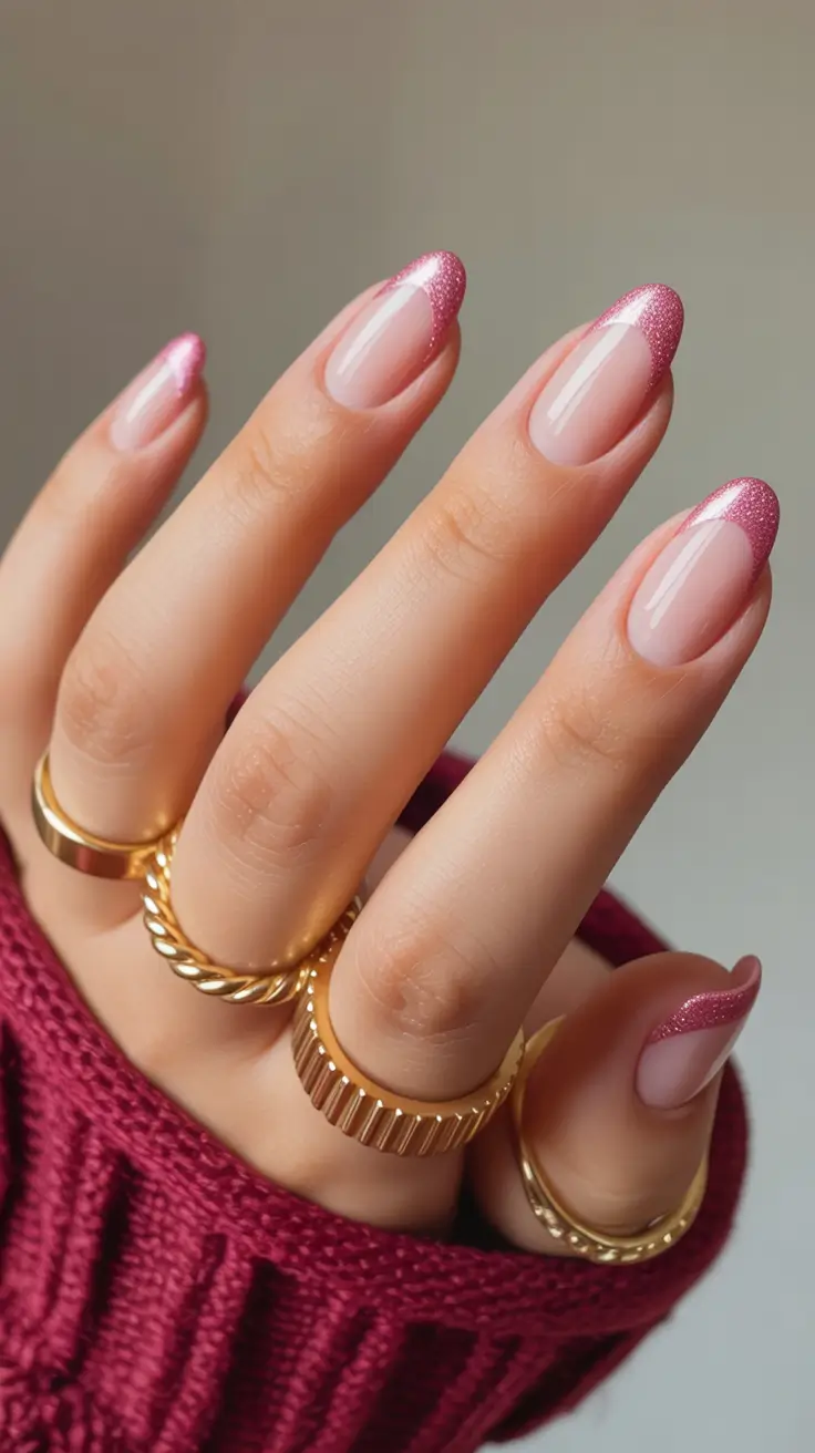 french nails 2026 Pink Sugar Almond French