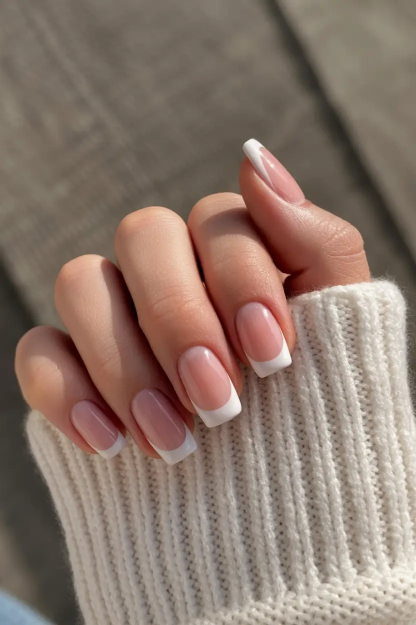 french nails 2026 Classic Soft Square French