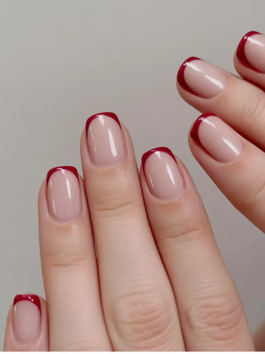 french nails 2026 Cherry Wine Contour French