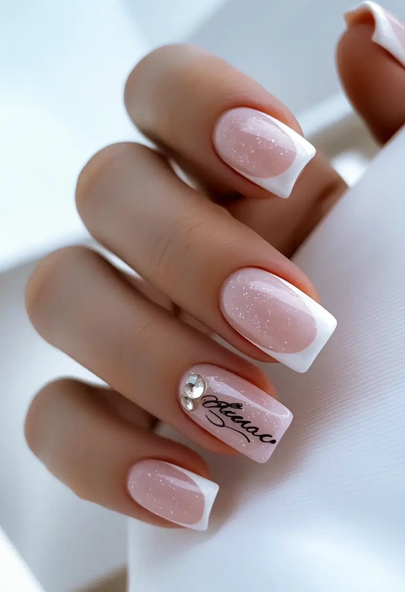 french nails 2026 Crystal Script French