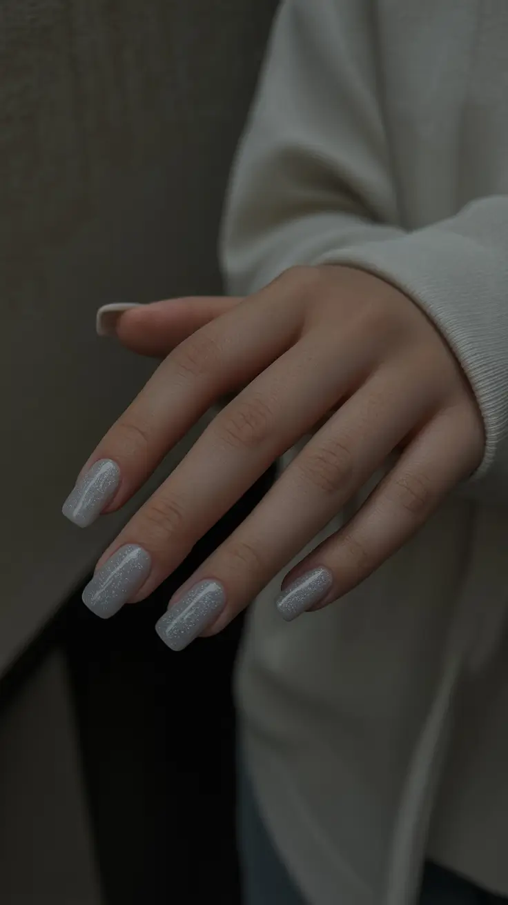 gel nails ideas Soft Winter Frost Square Gel Nails