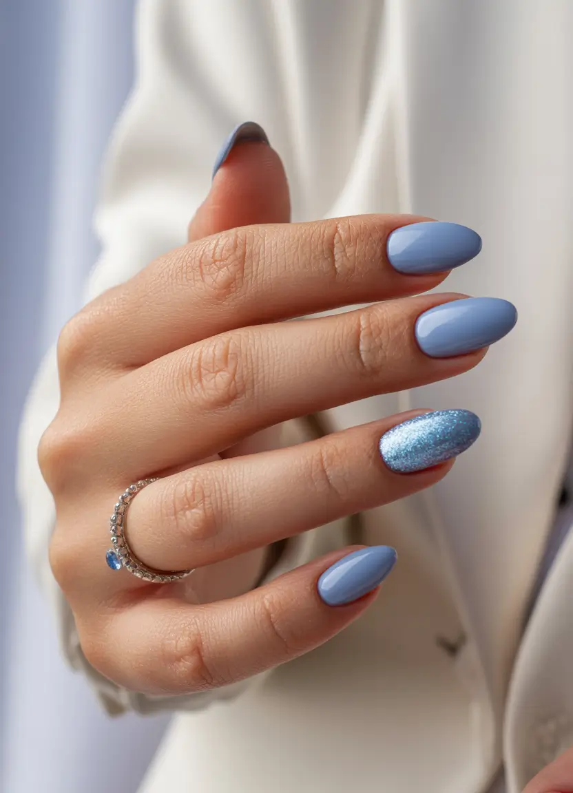 gel nails winter Soft Blue Classic Luxe Gel Nails
