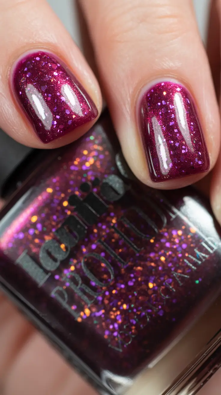 gel nails designs Deep Berry Glitter Sparkle Gel Nails