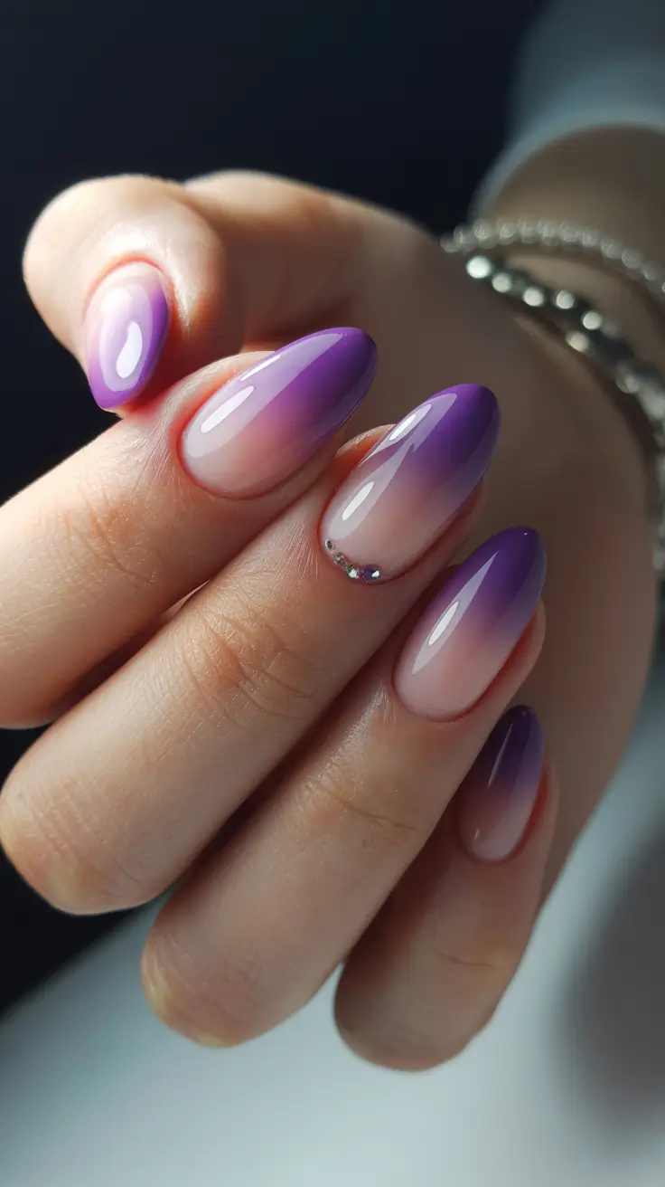 gel nails designs Lavender Ombre Glow Gel Nails