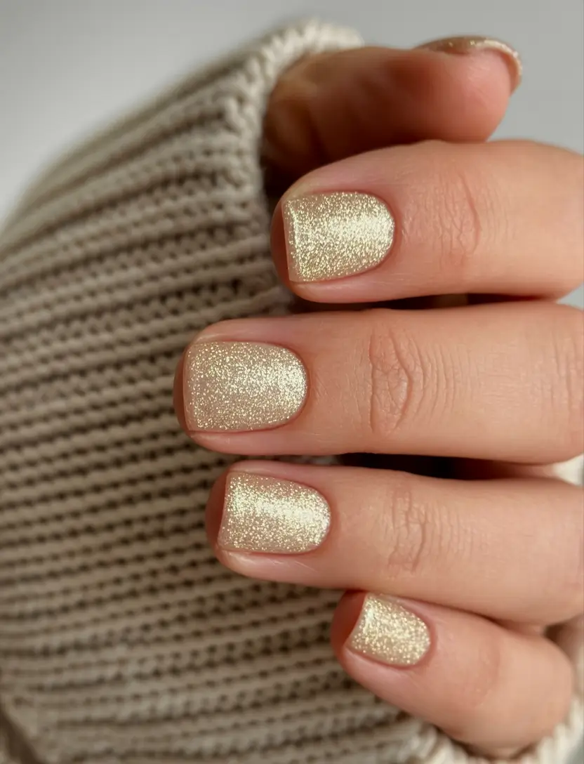 gold nails 2026 Soft Gold Frost on Short Nails