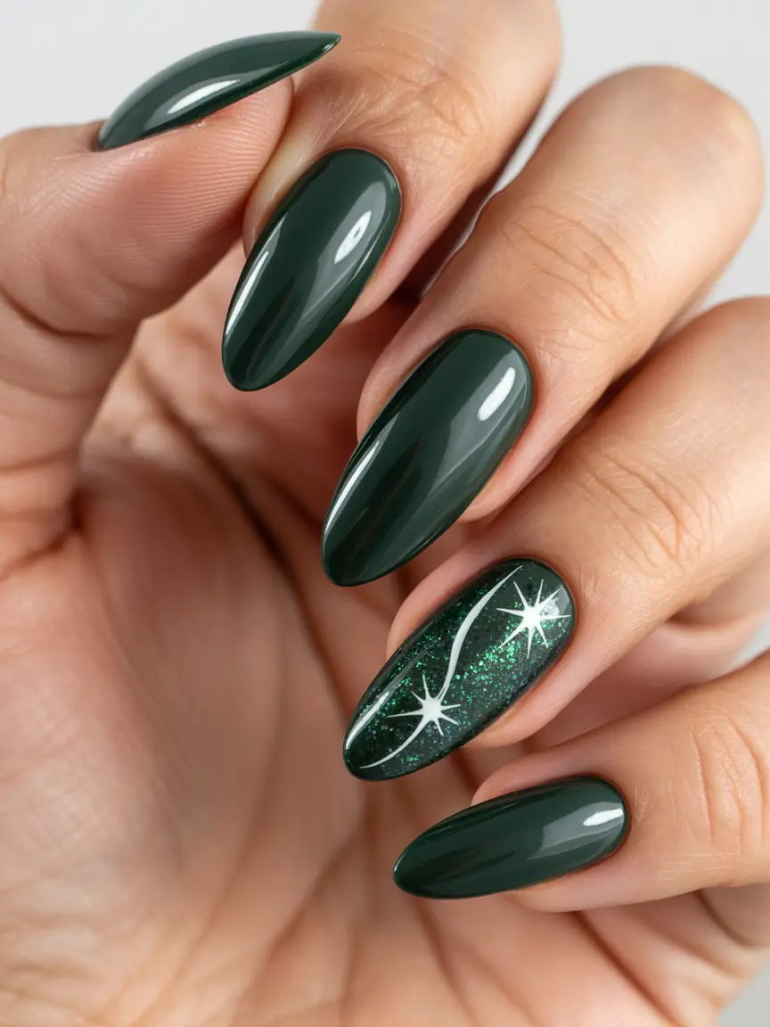 green nails 2026 Starry Forest Glow