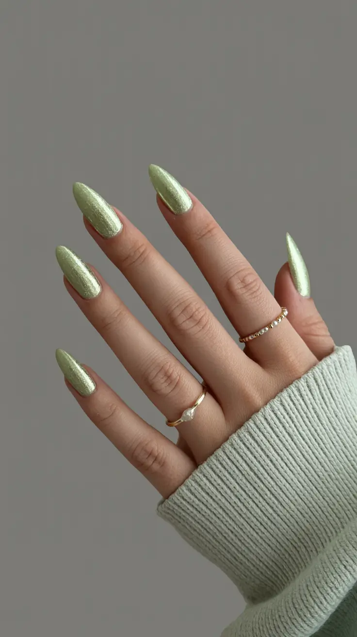 green nails 2026 Mint Frost Shimmer
