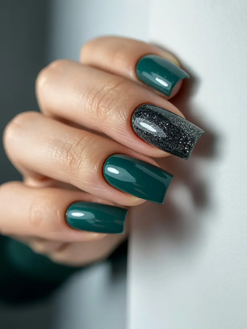 green nails 2026 Teal Midnight Fade