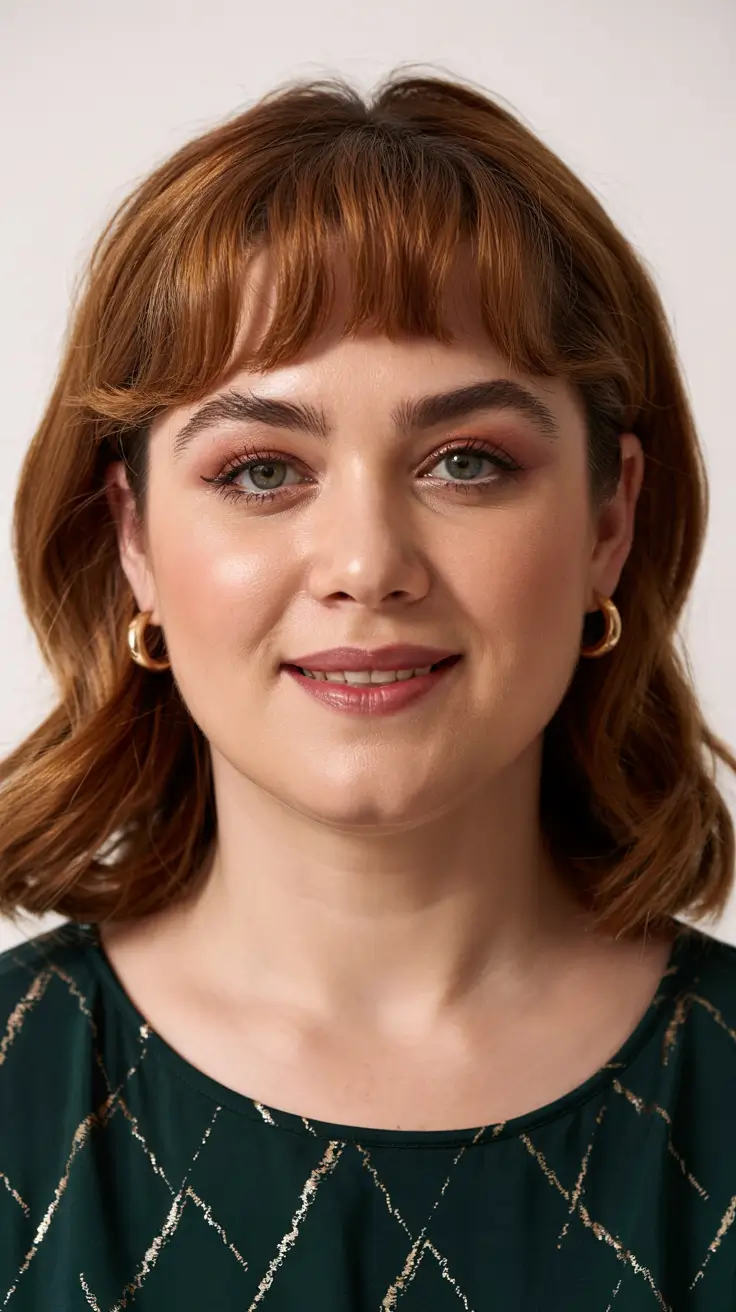 haircuts for chubby faces with bangs Chestnut Bob With Rounded Bangs