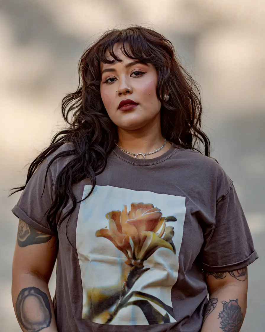 haircuts for chubby faces long Long Dark Shag With Baby Bangs