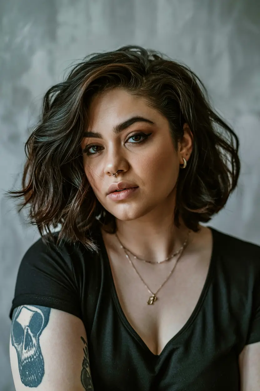 haircuts for chubby faces women Modern Textured Bob With Side Sweep