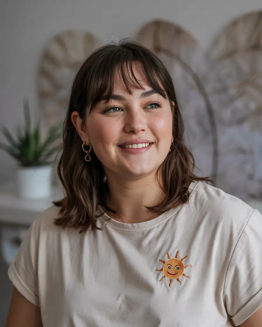 haircuts for chubby faces girl Medium-Length Cut With Playful Bangs