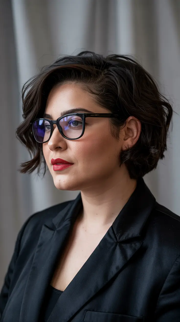 haircuts for chubby faces short Wavy Bob With Sleek Definition