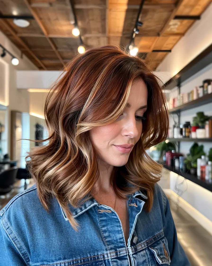haircuts for medium hair 2026 Golden Caramel Layered Waves