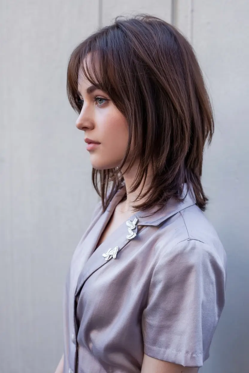 haircuts for medium hair 2026 Soft Step with Curtain Bangs