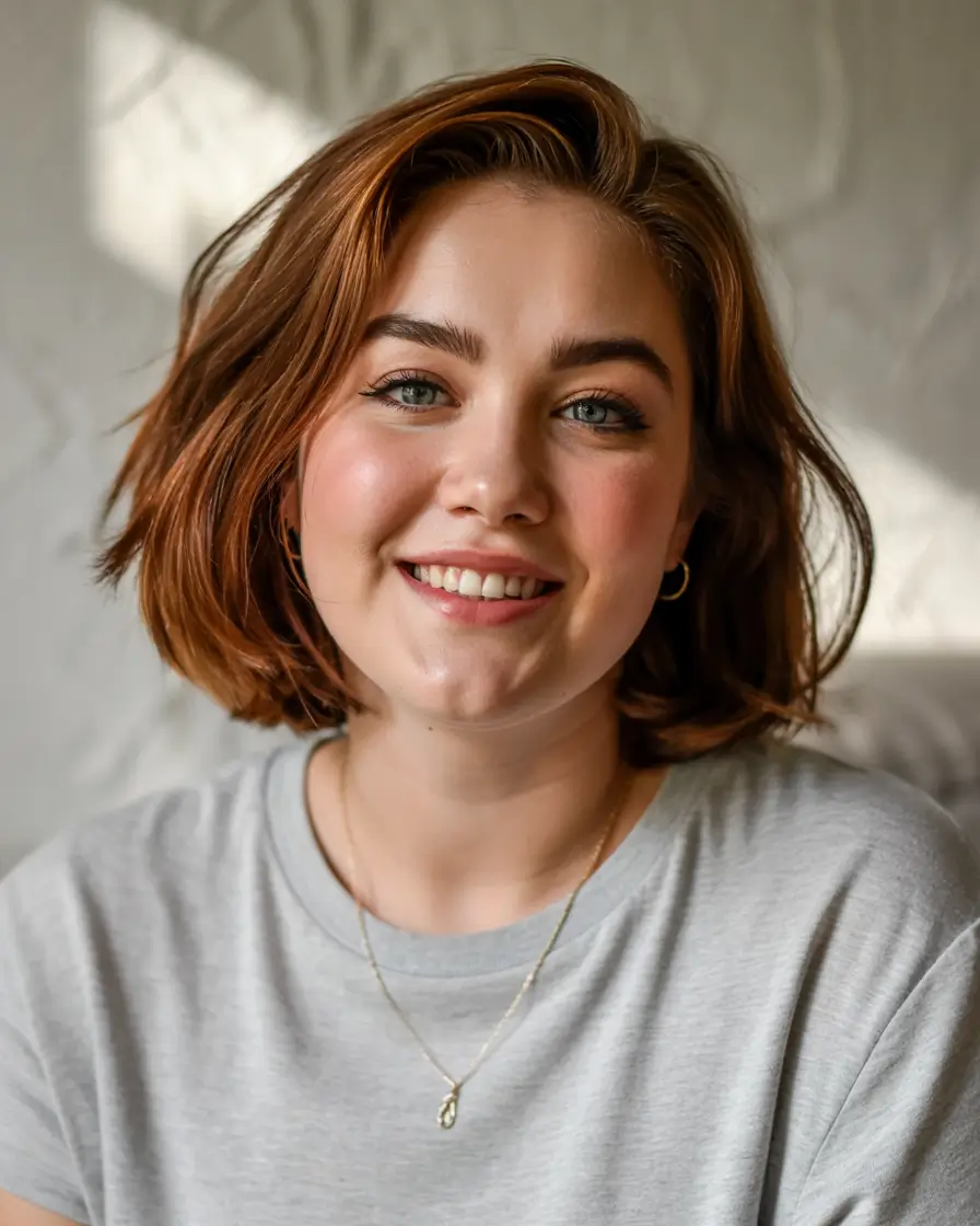 haircuts for plus size women 2026 Charming Auburn Crop