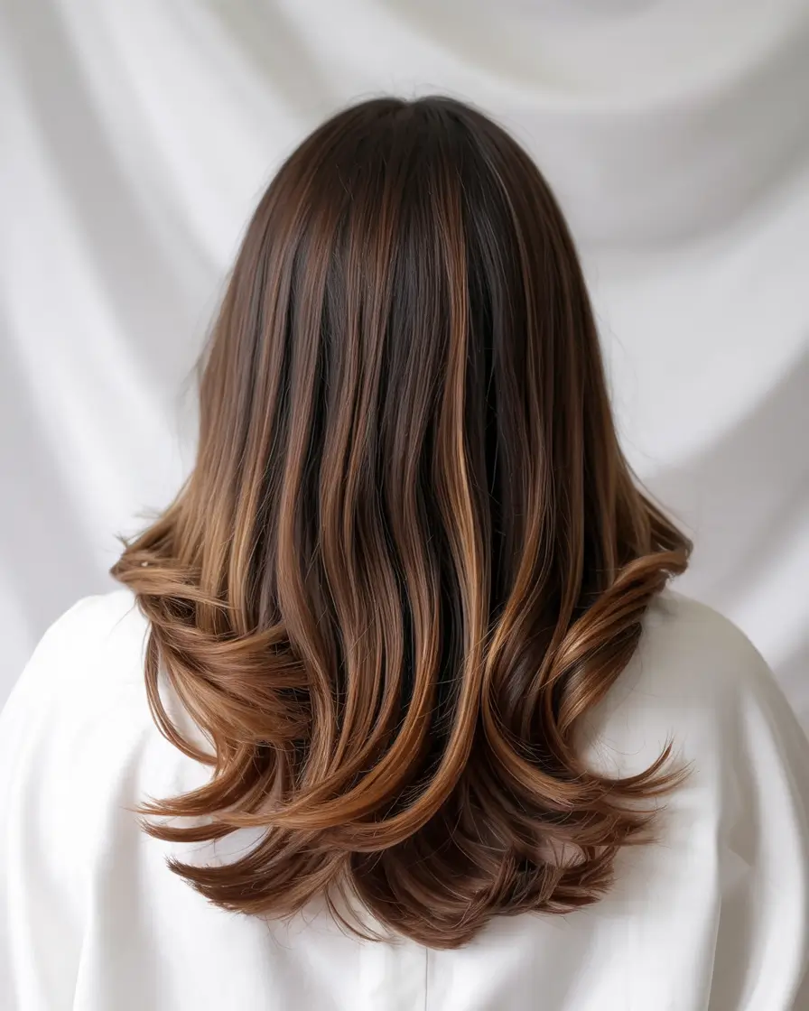 haircuts for plus size women 2026 Layered Caramel Cascade