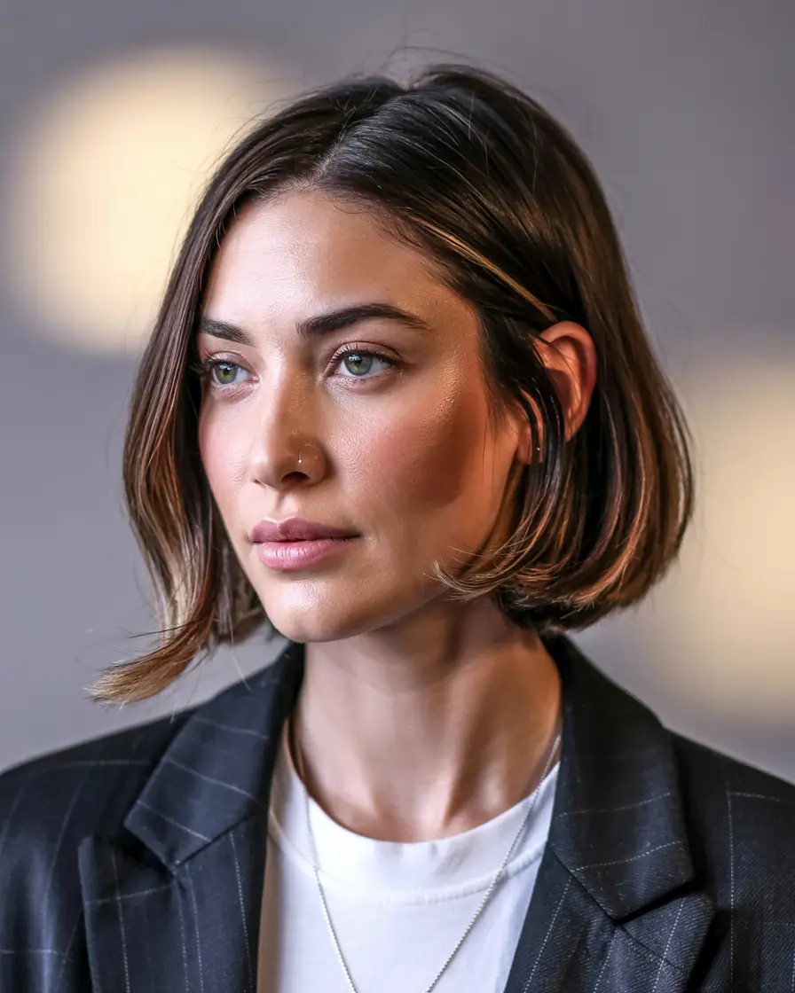 haircuts for women over 40 2026 Elegant Short Bob with Subtle Volume