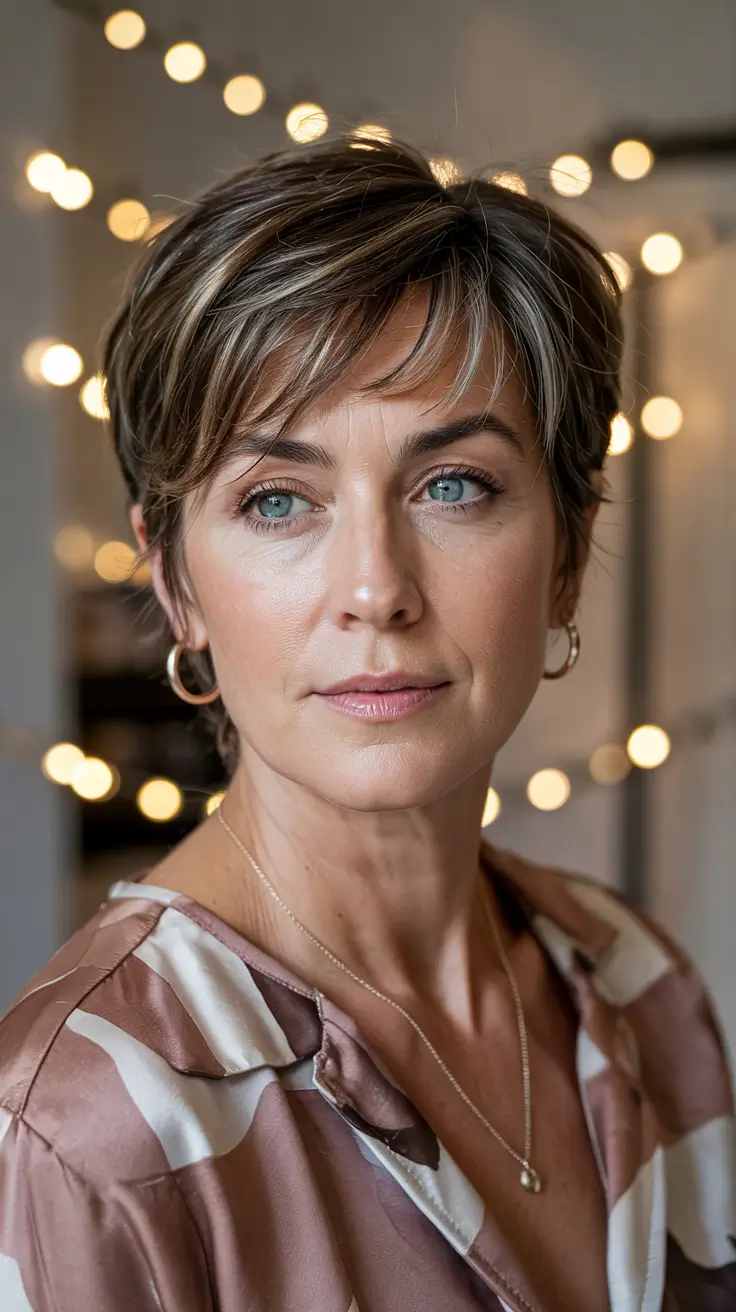 haircuts for women over 40 fine hair Pixie with Side-Swept Texture