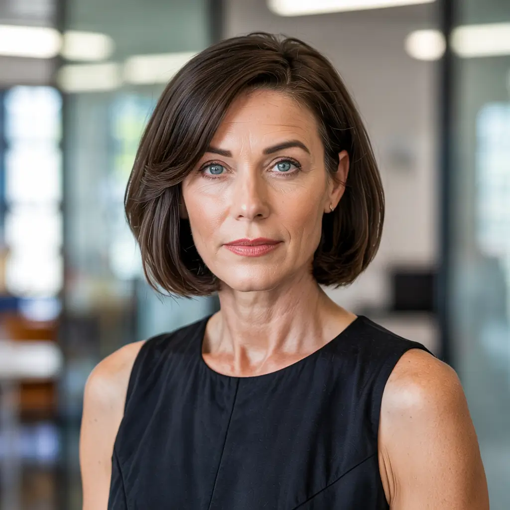 haircuts for women over 40 brunette Classic Office Bob Reimagined