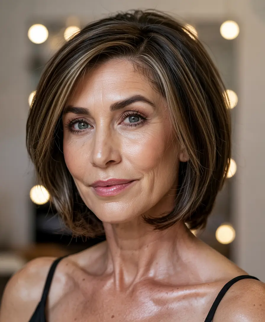 haircuts for women over 50 round face Glossy Contour Bob