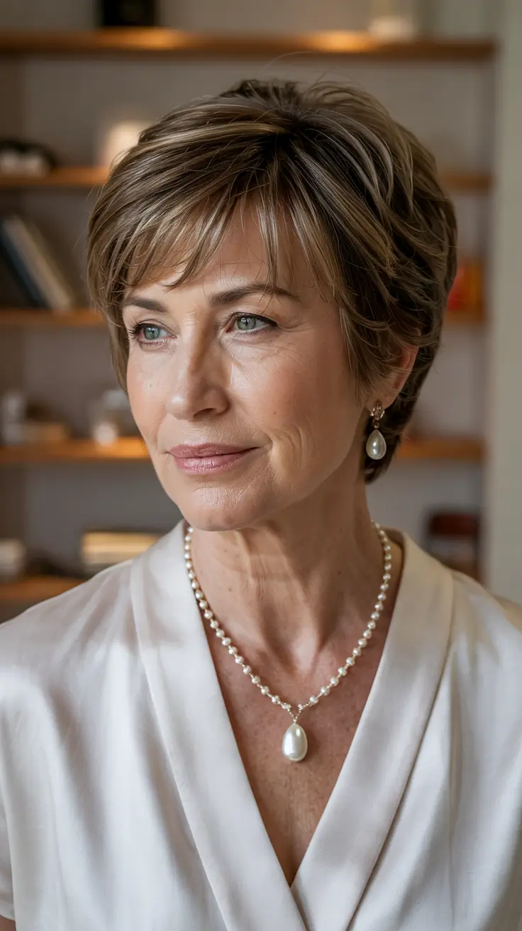 haircuts for women over 50 short Soft Champagne Pixie