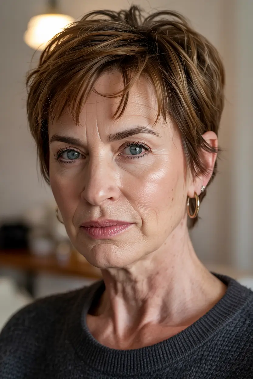 haircuts for women over 50 short pixie Textured Copper Pixie