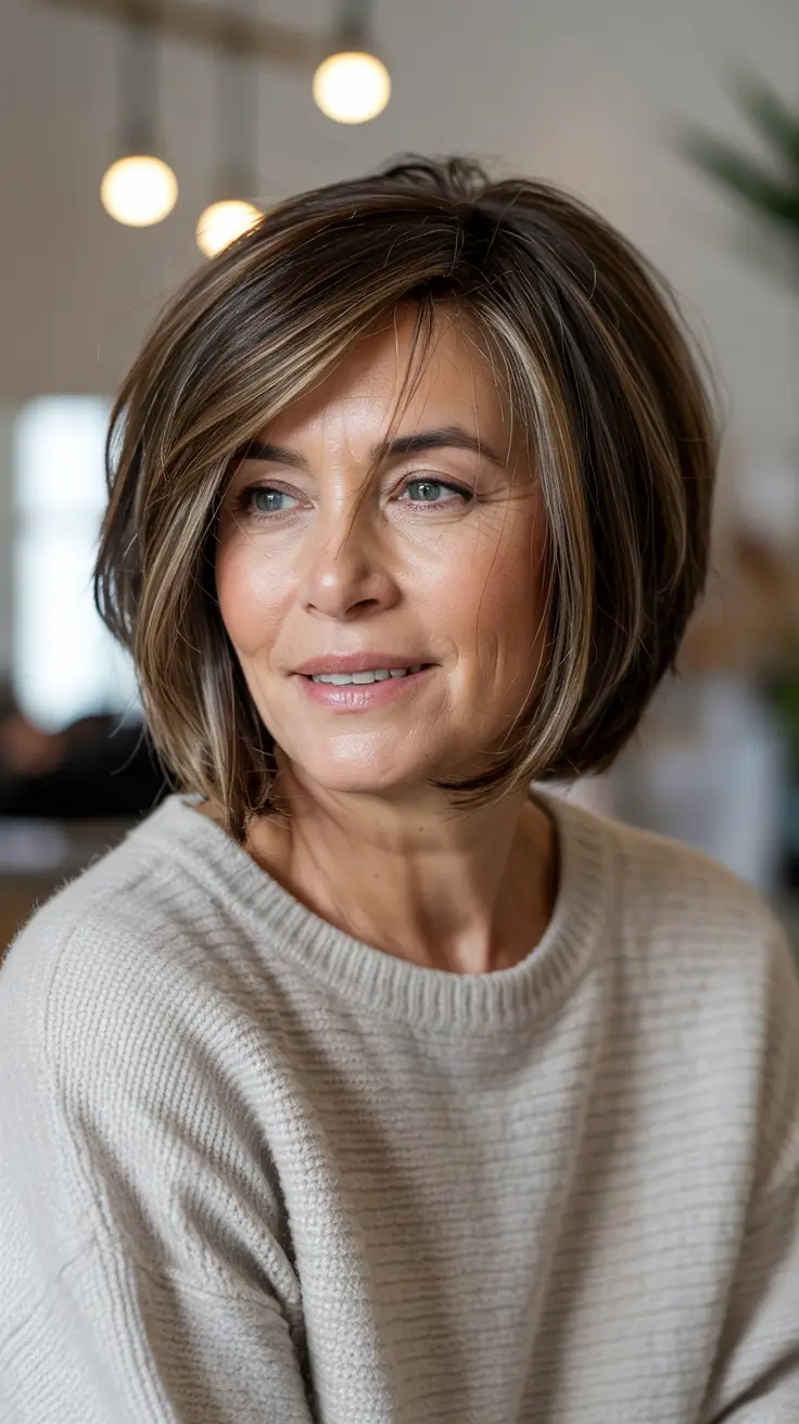 haircuts for women over 50 with bangs Dimensional Balayage Bob