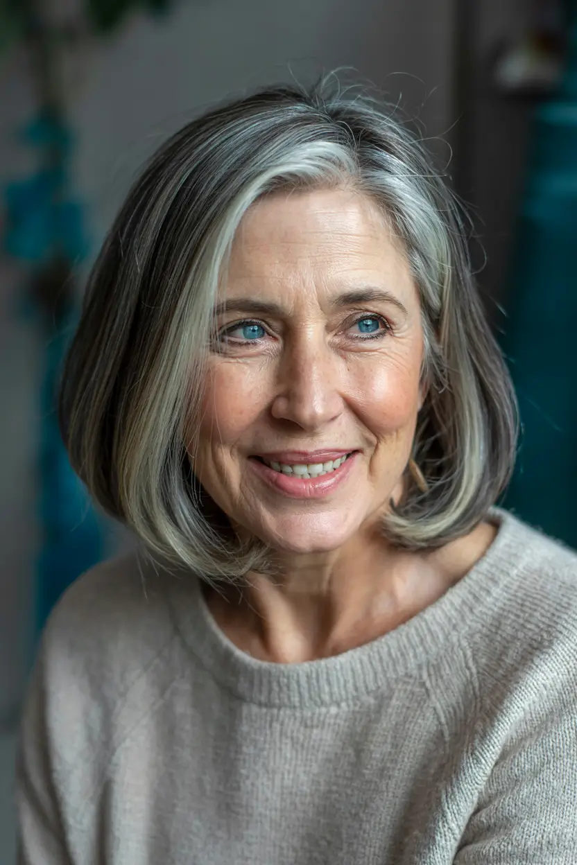 haircuts for women over 60 short length Classic Silver Bob With Subtle Layers