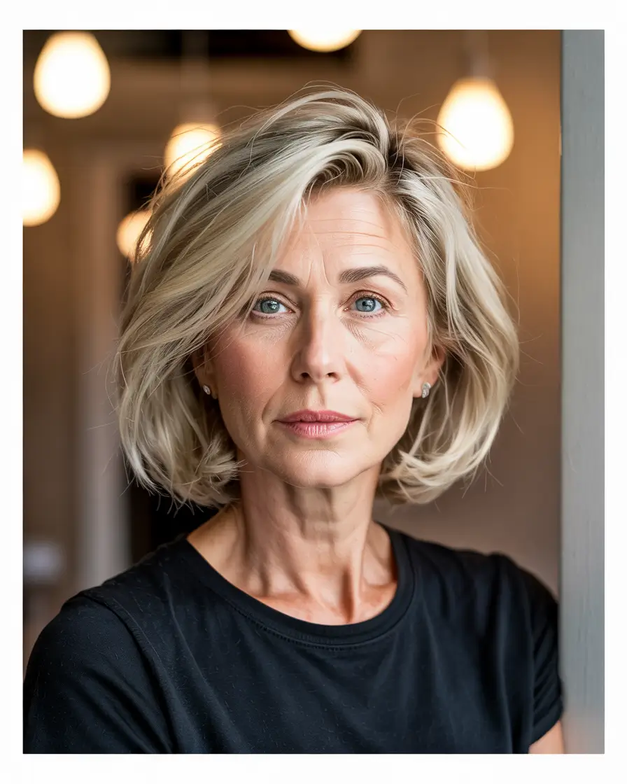 haircuts for women over 60 thick hair Blonde Layered Bob With Volume