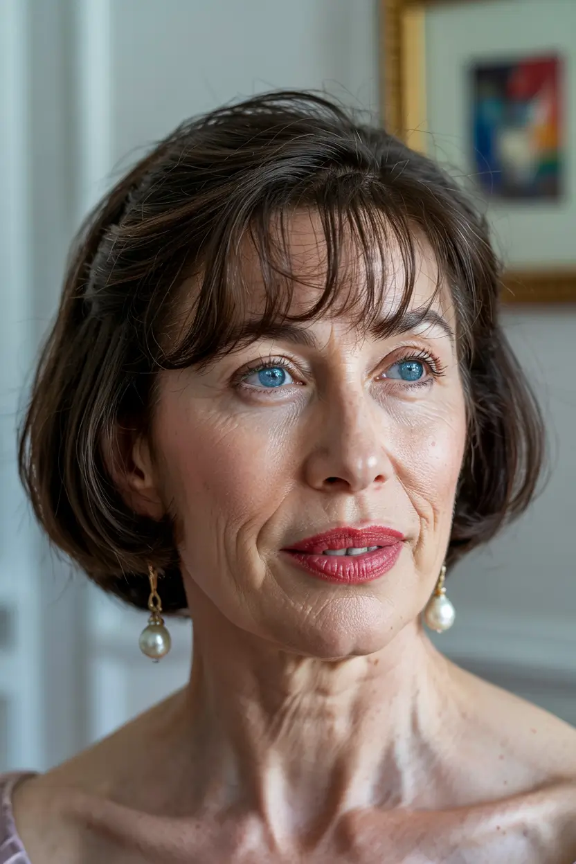 haircuts for women over 60 with bangs Soft Short Bob With Bangs