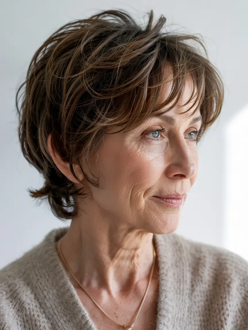 haircuts for women over 60 short hair Textured Short Shag With Soft Bangs