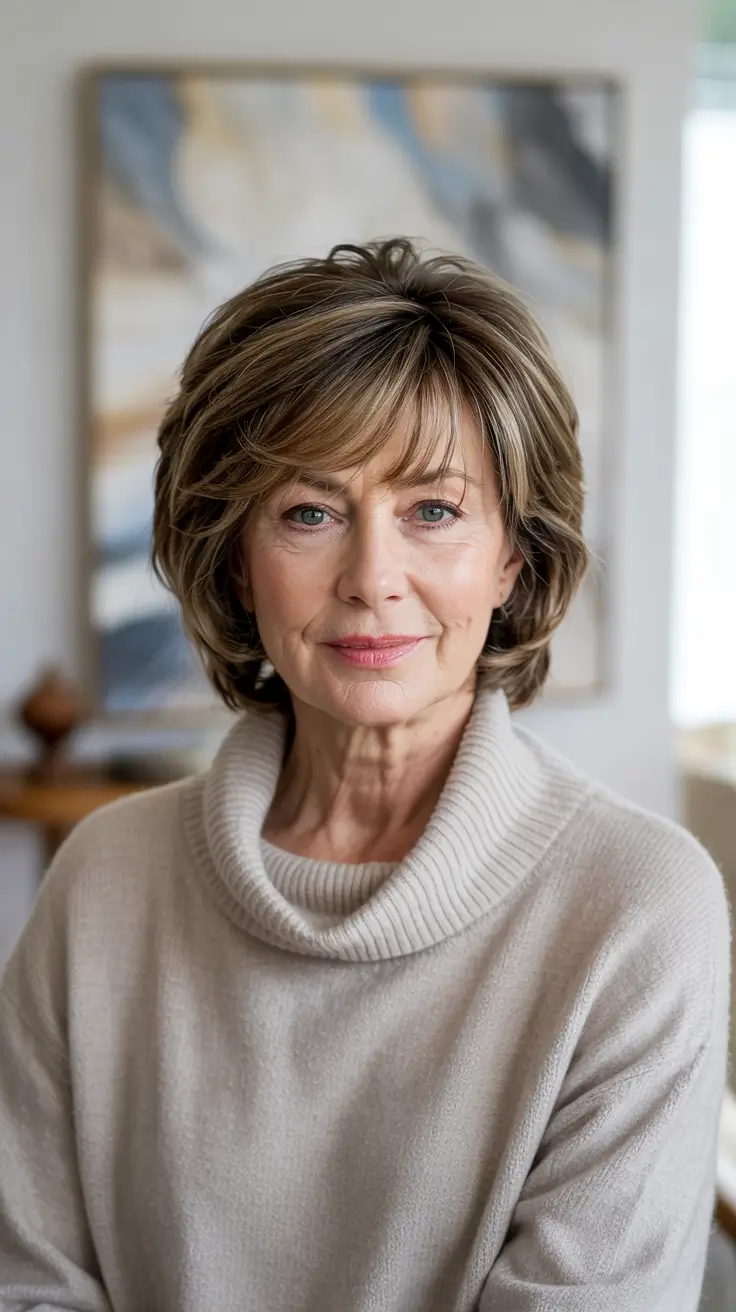 haircuts for women over 60 medium length Feathered Medium Bob With Layers