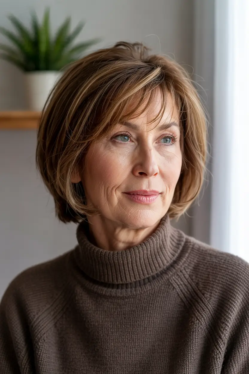 haircuts for women over 60 fine hair Textured Medium Length Bob With Layers