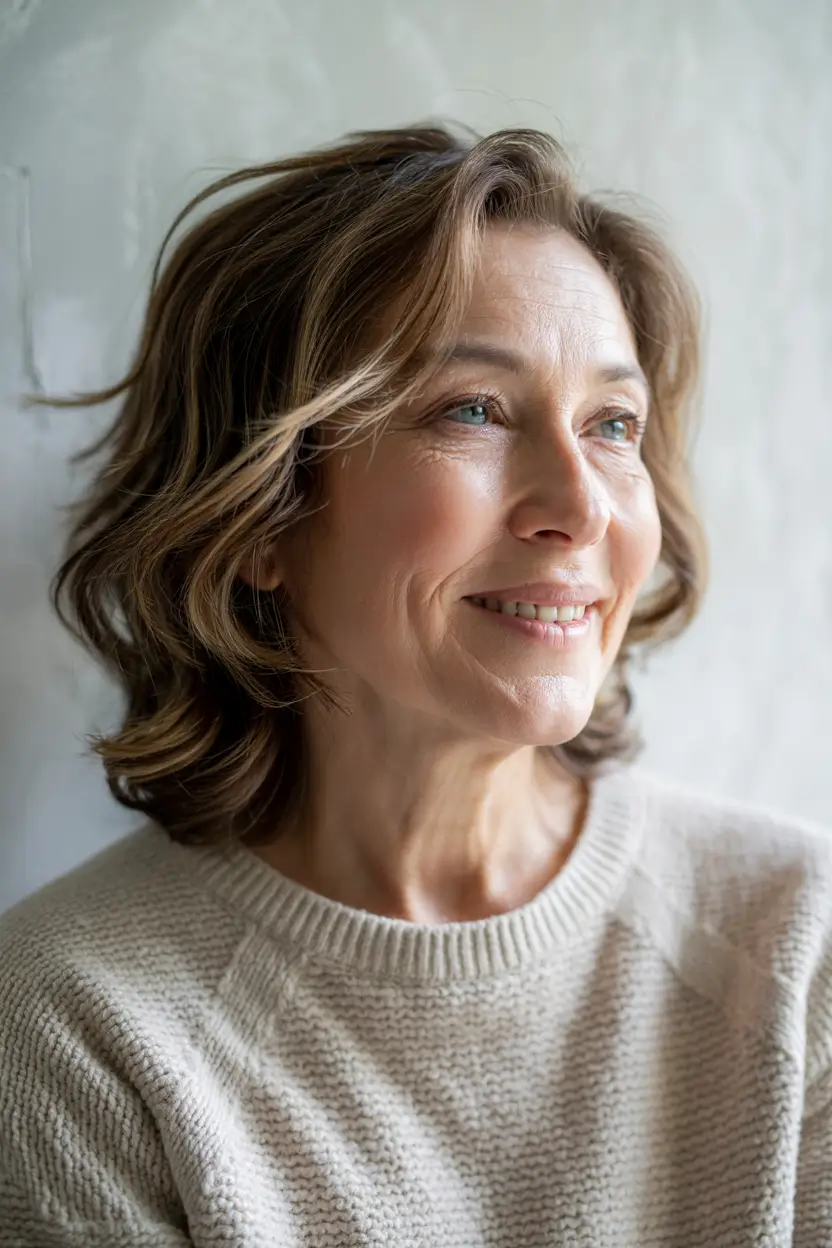 haircuts for women over 60 medium length Soft Layered Medium Cut With Movement