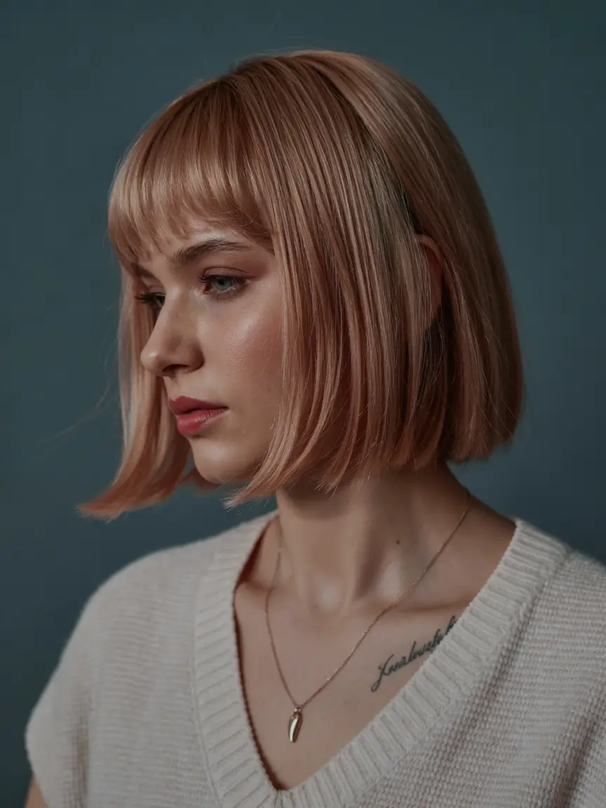 haircuts inspo 2026 Peachy Blunt Bob
