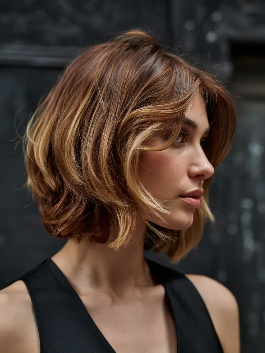 haircuts inspo 2026 Copper Glow Layered Bob