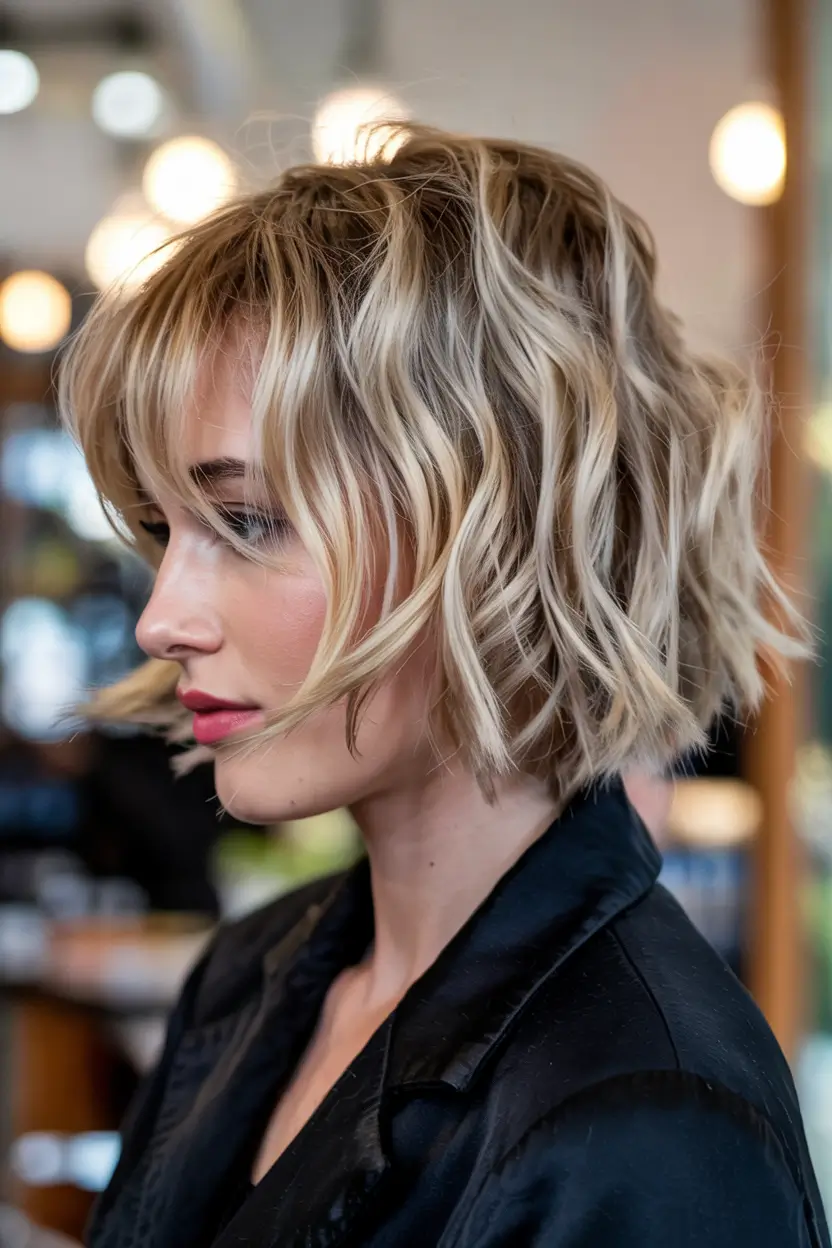 haircuts inspo 2026 Beachy Platinum Shag Bob