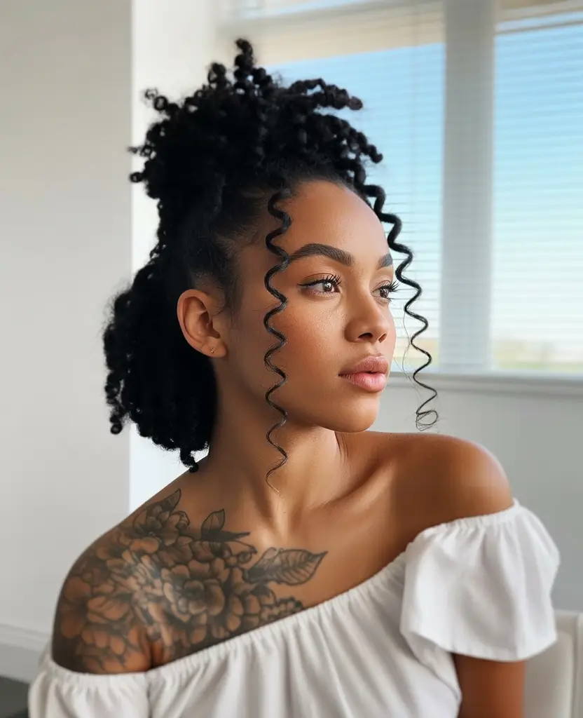 hairstyle black women 2026 Curly Puff With Statement Spirals