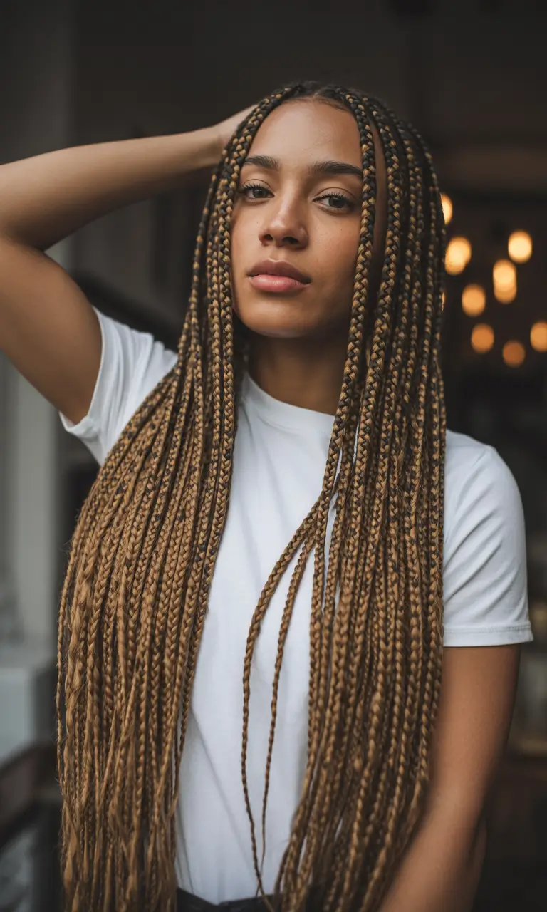 hairstyle black women 2026 Honey Blonde Braided Length