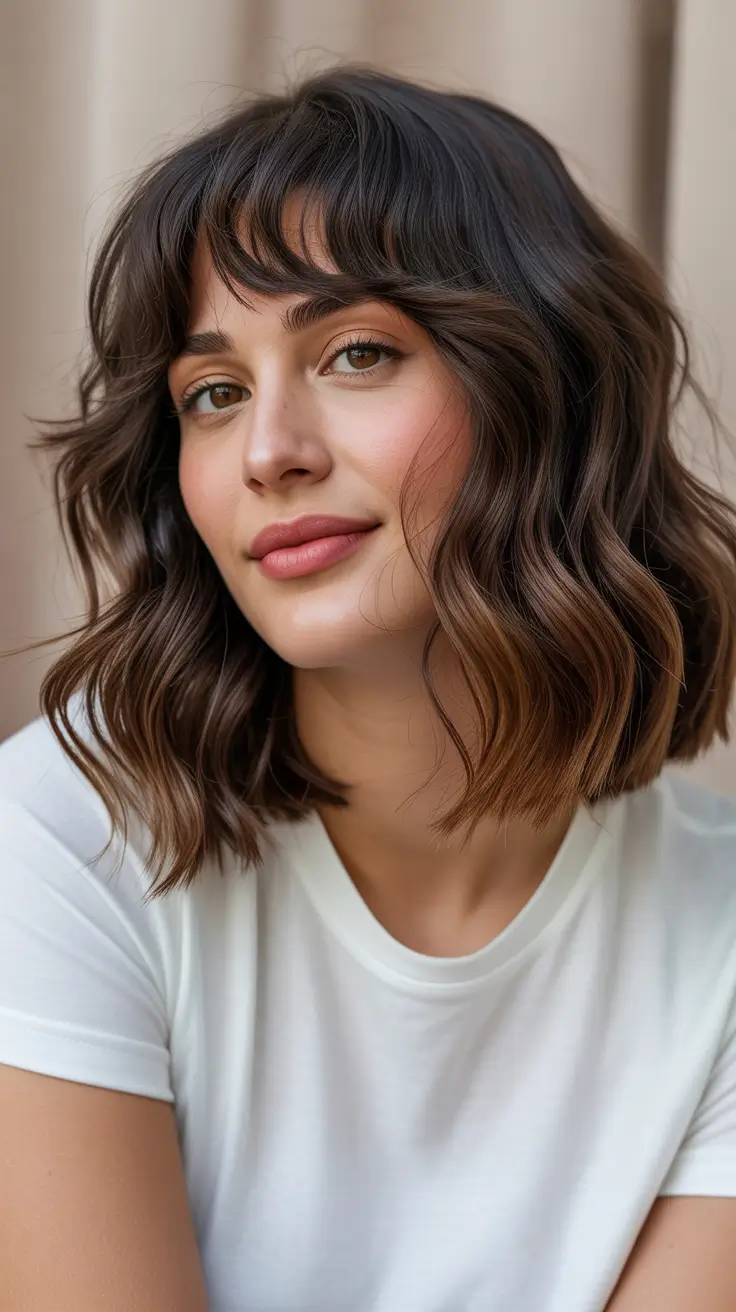 hairstyle for medium length hair 2026 Soft Wave Bob With Airy Bangs