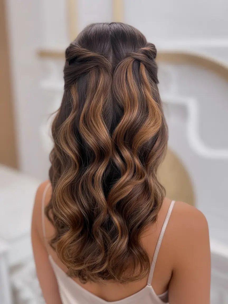 hairstyles ideas 2026 soft mocha twisted half up