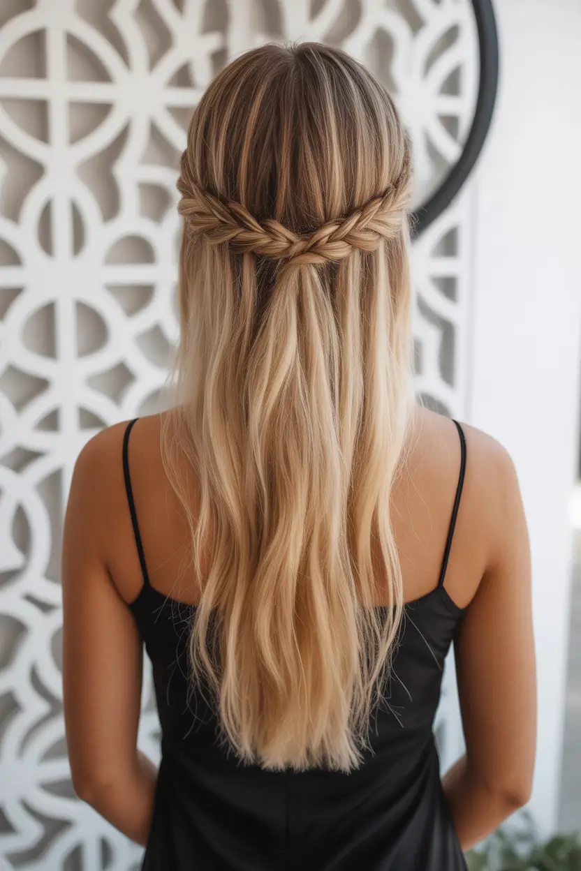 hairstyles ideas 2026 half up boho braided crown
