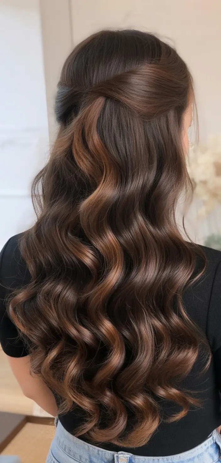 half up half down hairstyles Chocolate Gloss Waves