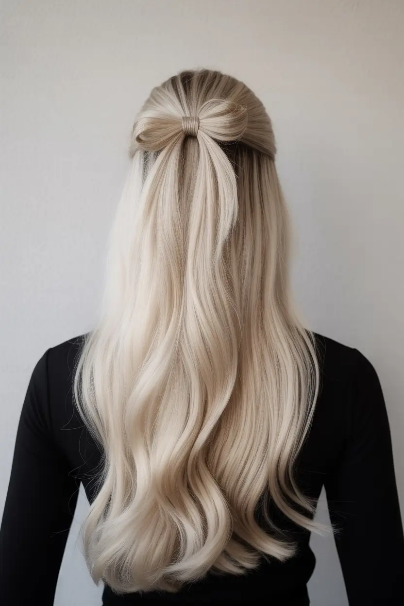 half up half down hairstyles Modern Bow Perfection