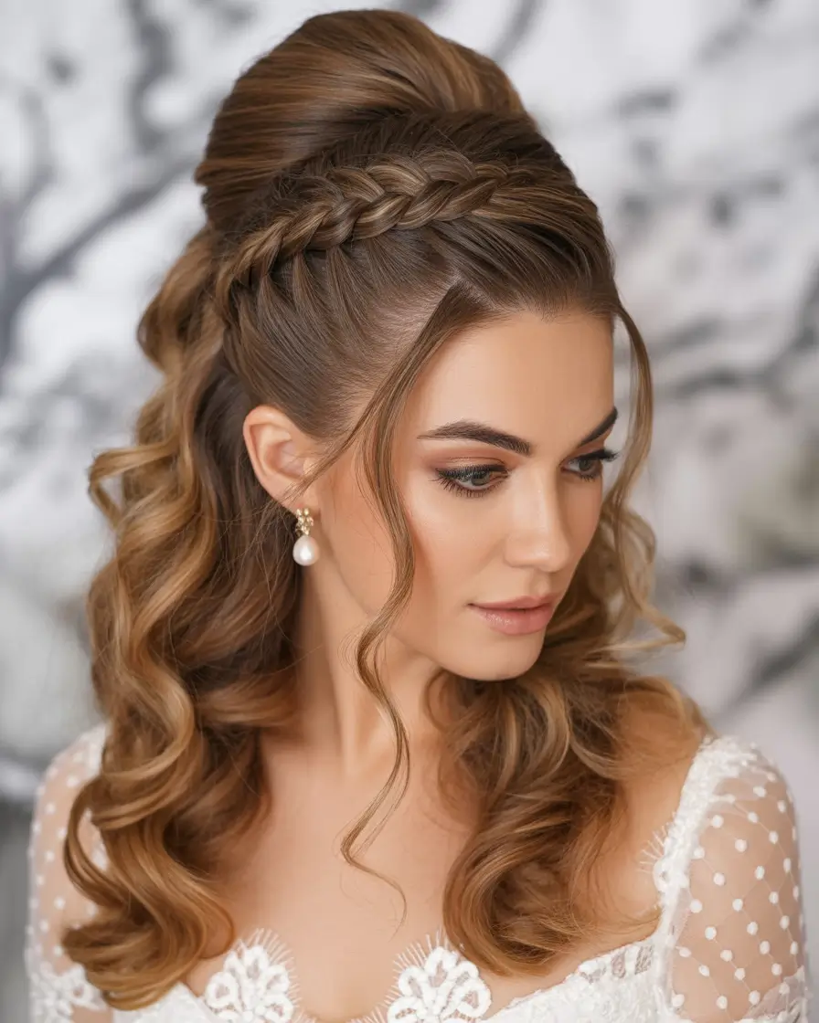 half up half down hairstyles Regal Braid Volume